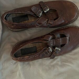 Dr. Martens Brown Leather Flats with Double Strap